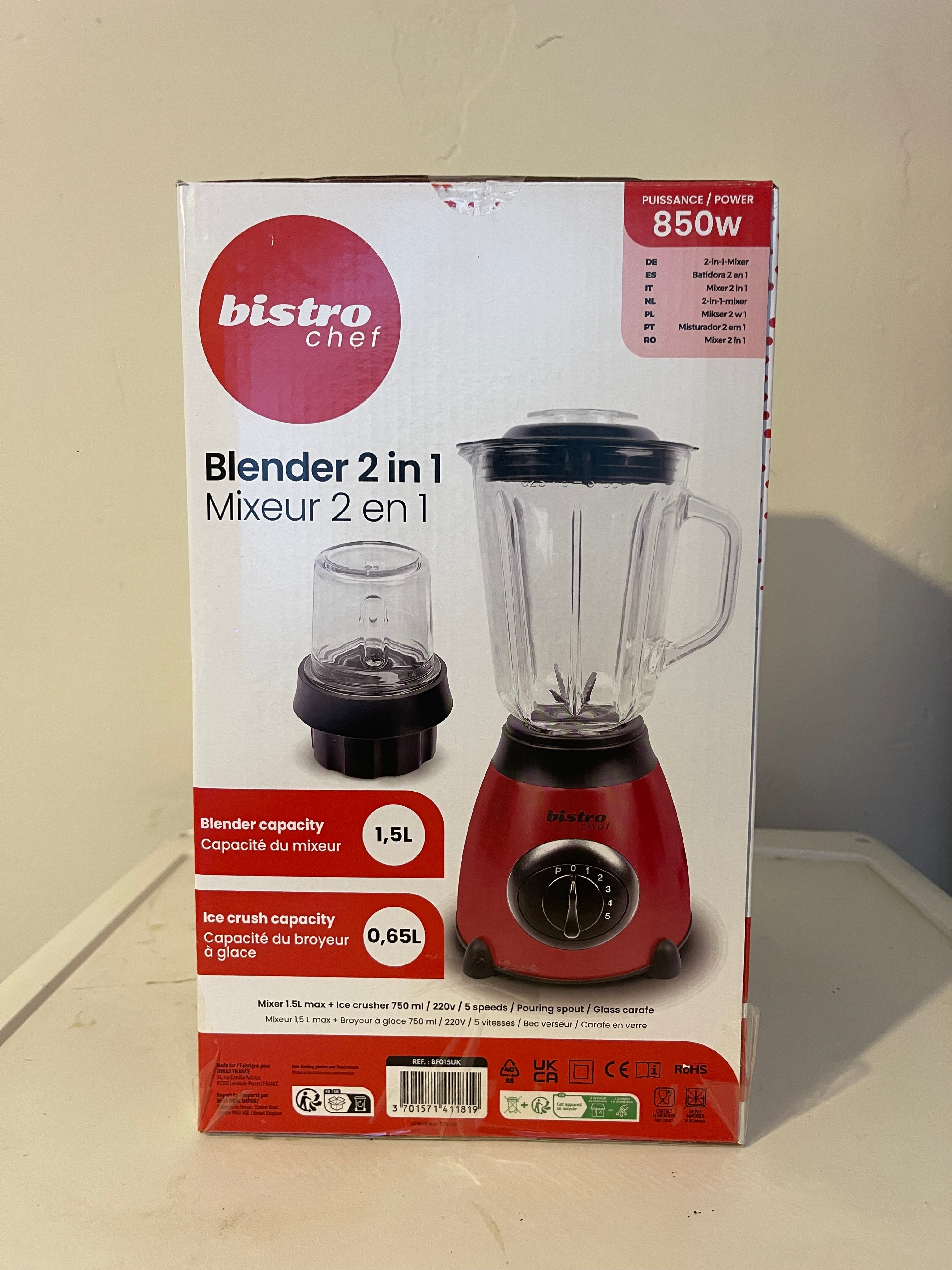 2 in 1 Bistro Chef Ice Crushing Mixer Blender for smoothies and fruit juice